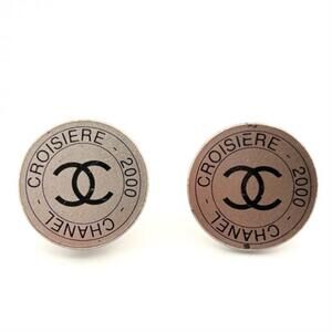 CHANEL Coco Mark Cruise 00C Silver Plated 2000 CC Earrings WS3360
